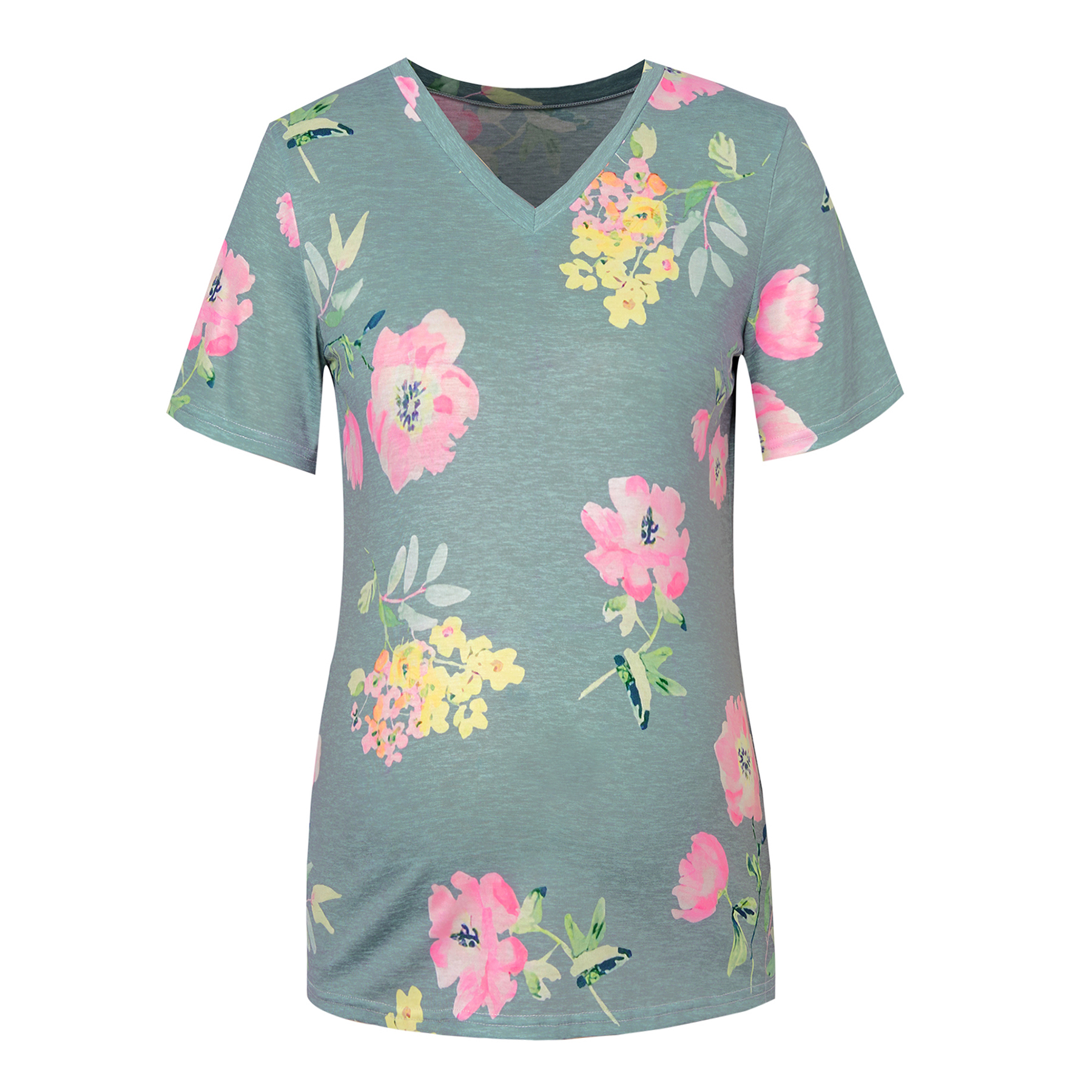 

Maternity casual Floral Print V-neck Short Sleeve T-shirt