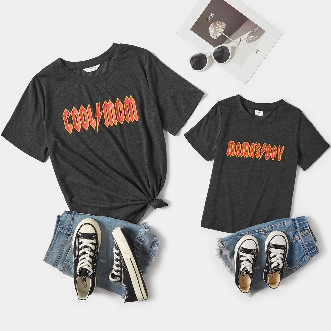 

Letter Print Short Sleeve T-shirts for Mom and Me