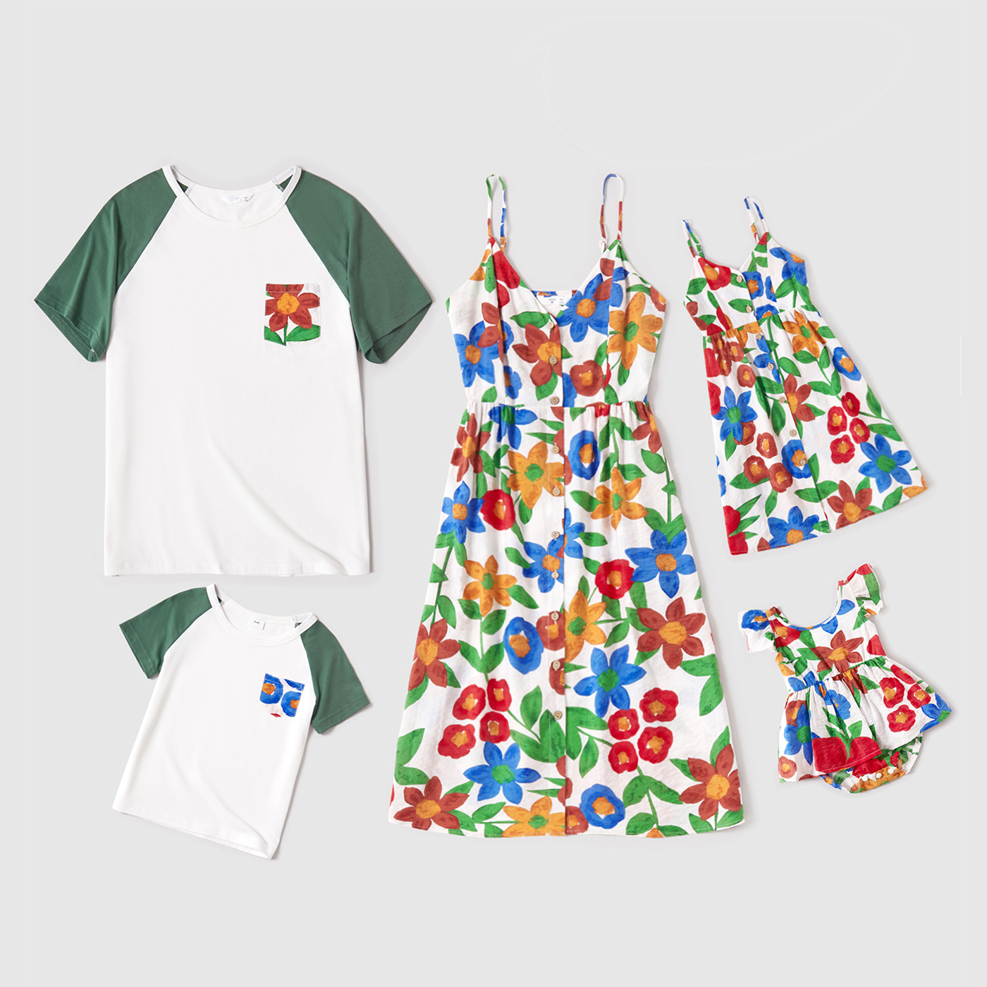 

Floral Print Family Matching Sets(Sling Midi Dresses for Mommy and Girl)