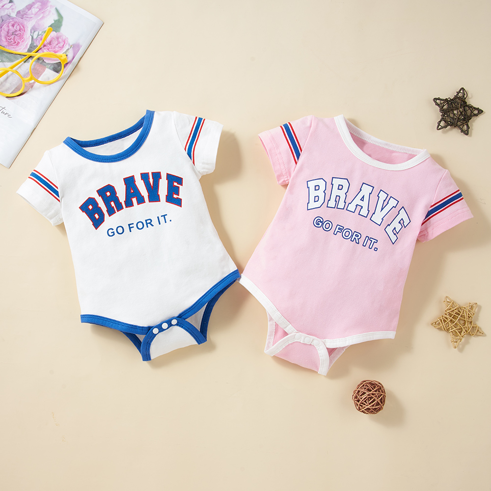 

Letter Sports Print Short-sleeve Baby Romper