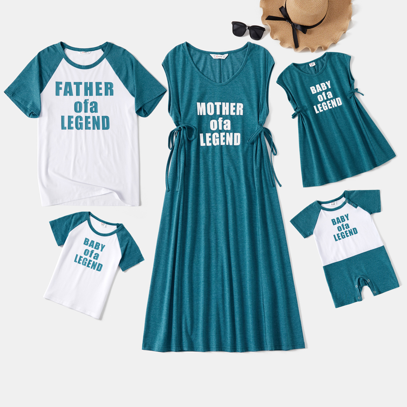 

Mosaic Letter Print Family Matching Blue Sets