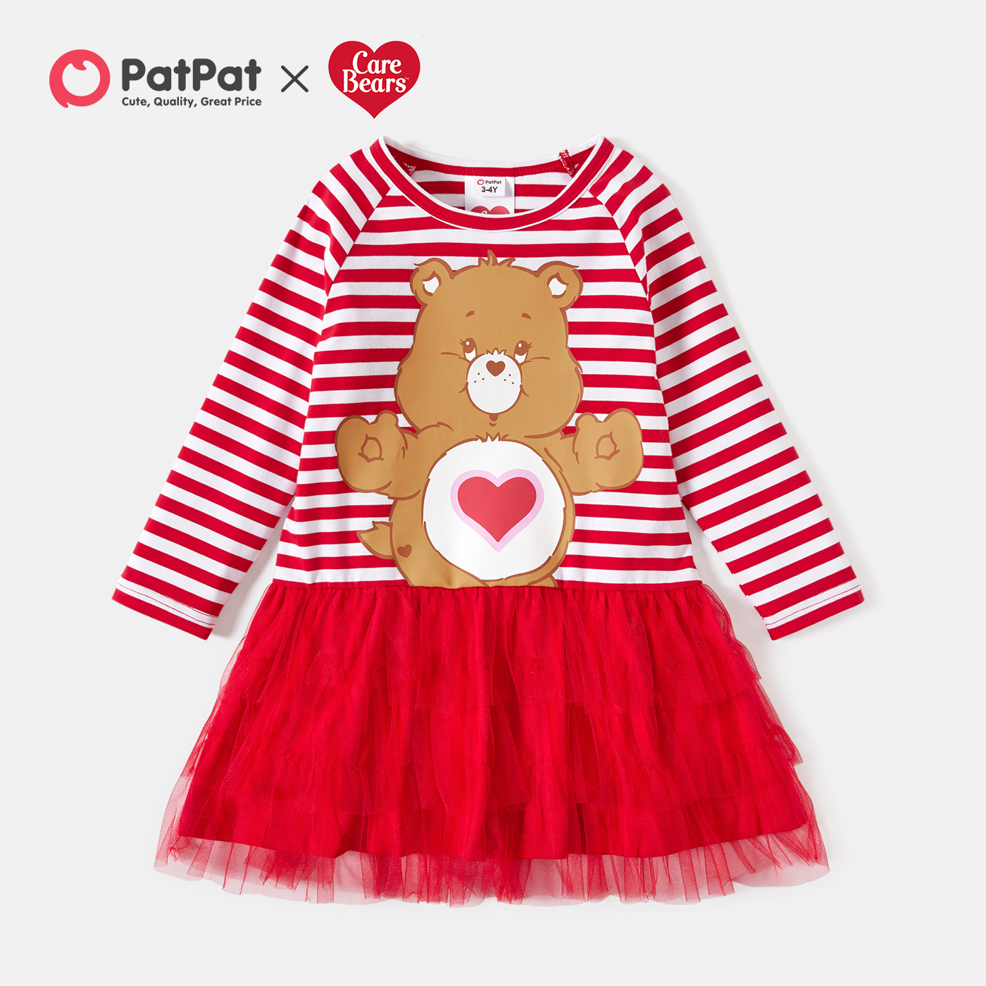 

Care Bears Toddler Girl Cotton Stripe and Mesh Dress