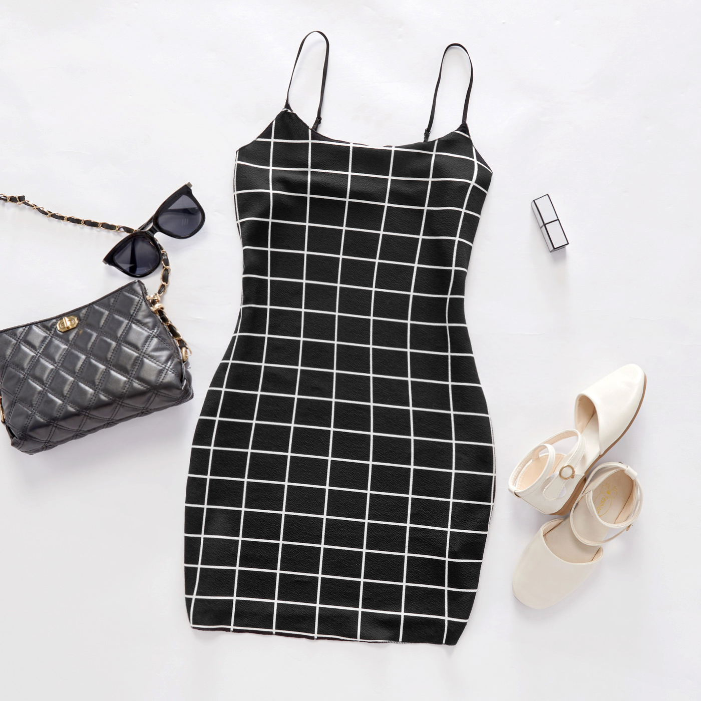 

Sexy Plaid Print Cami Slip Sleeveless Dress