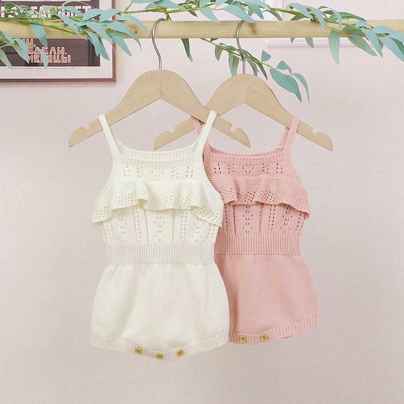 

100% Cotton Solid Color Knitted Baby Sling Romper