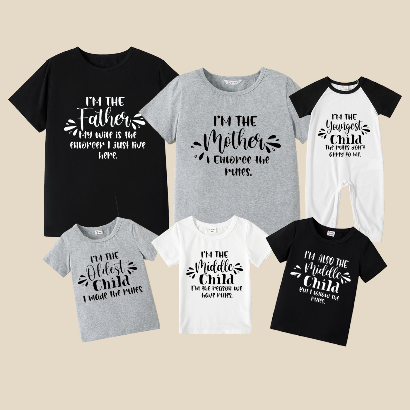 

Letter Print Family Matching Short Sleeve Tops