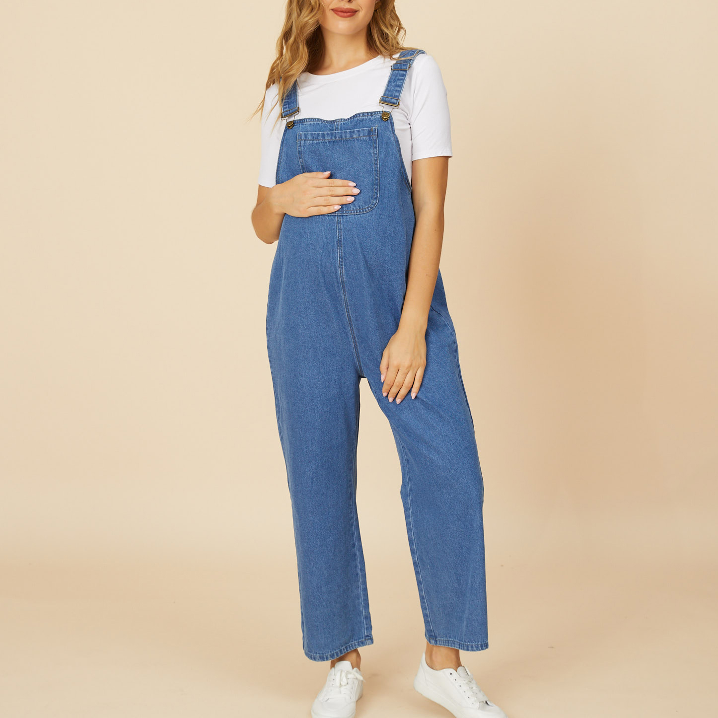

Maternity Street style Print Suspender pants