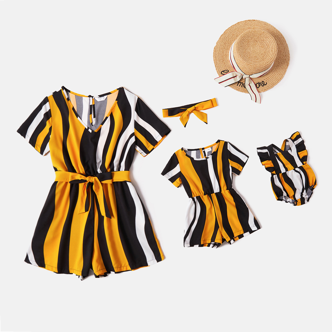 

Stripe Short Sleeve Rompers for Mommy and Me