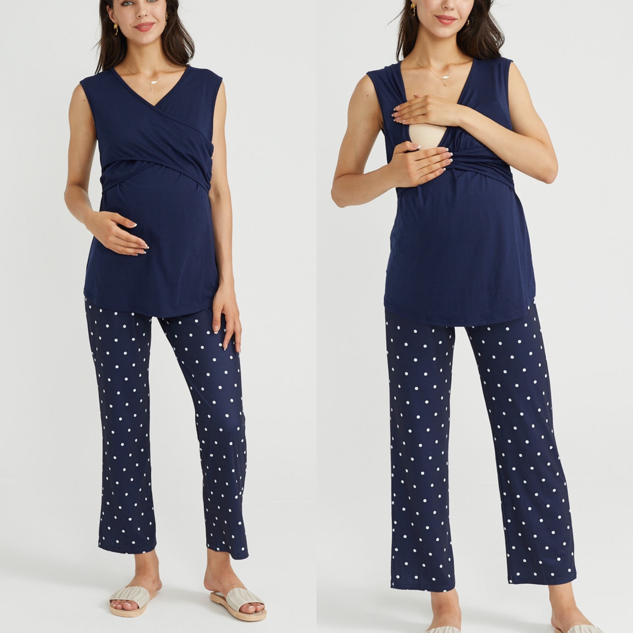 

Maternity casual Polka dot Print Pajamas
