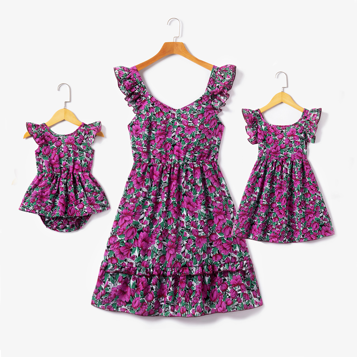 

Floral Print Ruffle Sleeveless Dresses for Mommy and Me