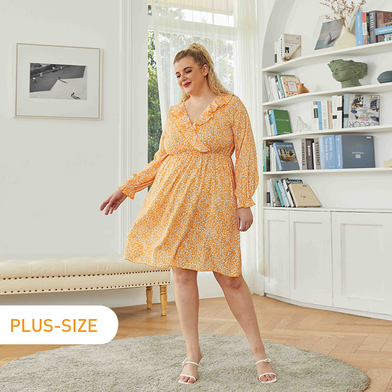 

Floral Print Women Plus Size Short-sleeve Dresses