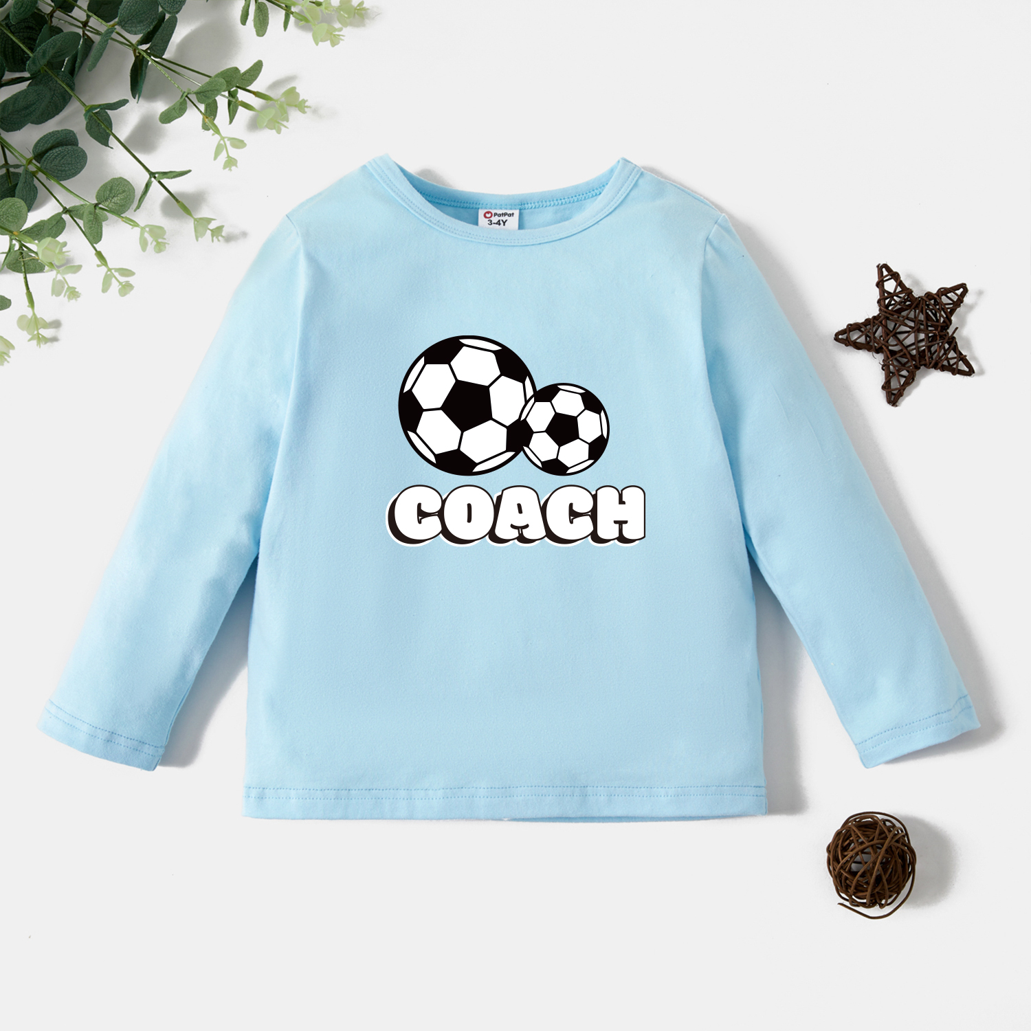 

Toddler Graphic Football and Letter Print Long-sleeve Tee