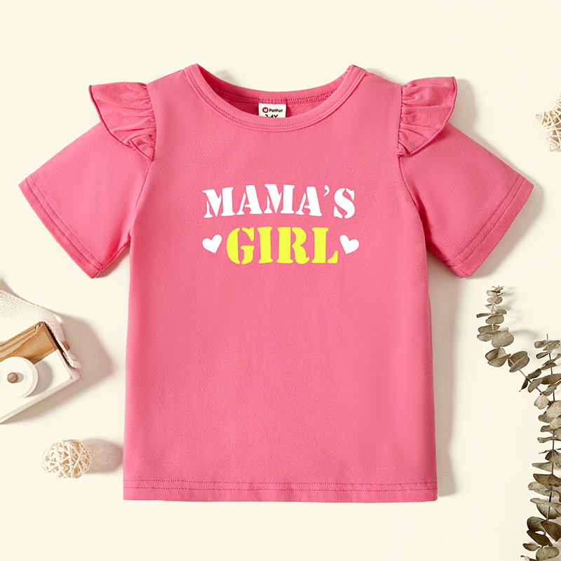 

Toddler Graphic Flutter-sleeve Deep pink Short-sleeve Tee