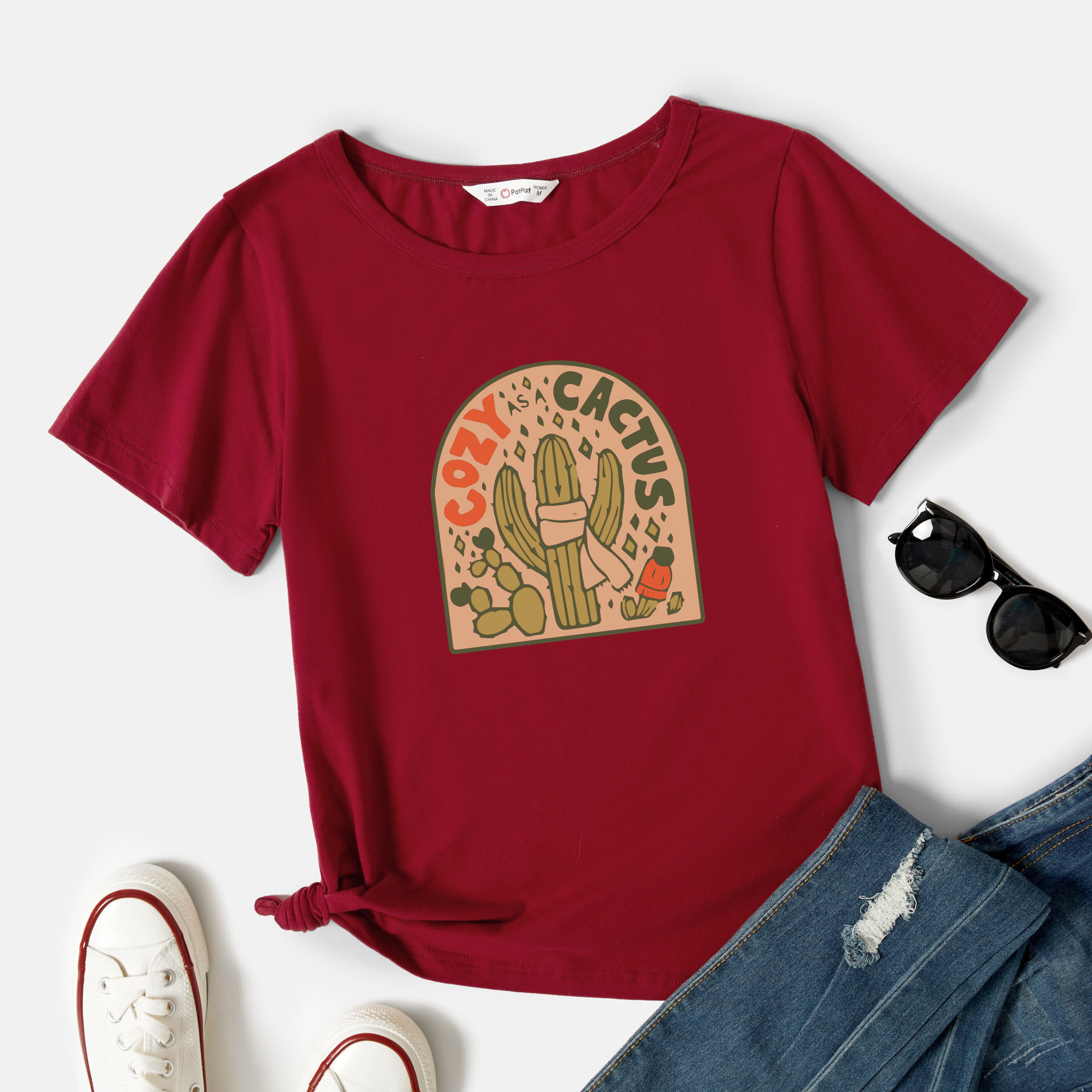 

Graphic Short-sleeve Round-collar Tee for Women