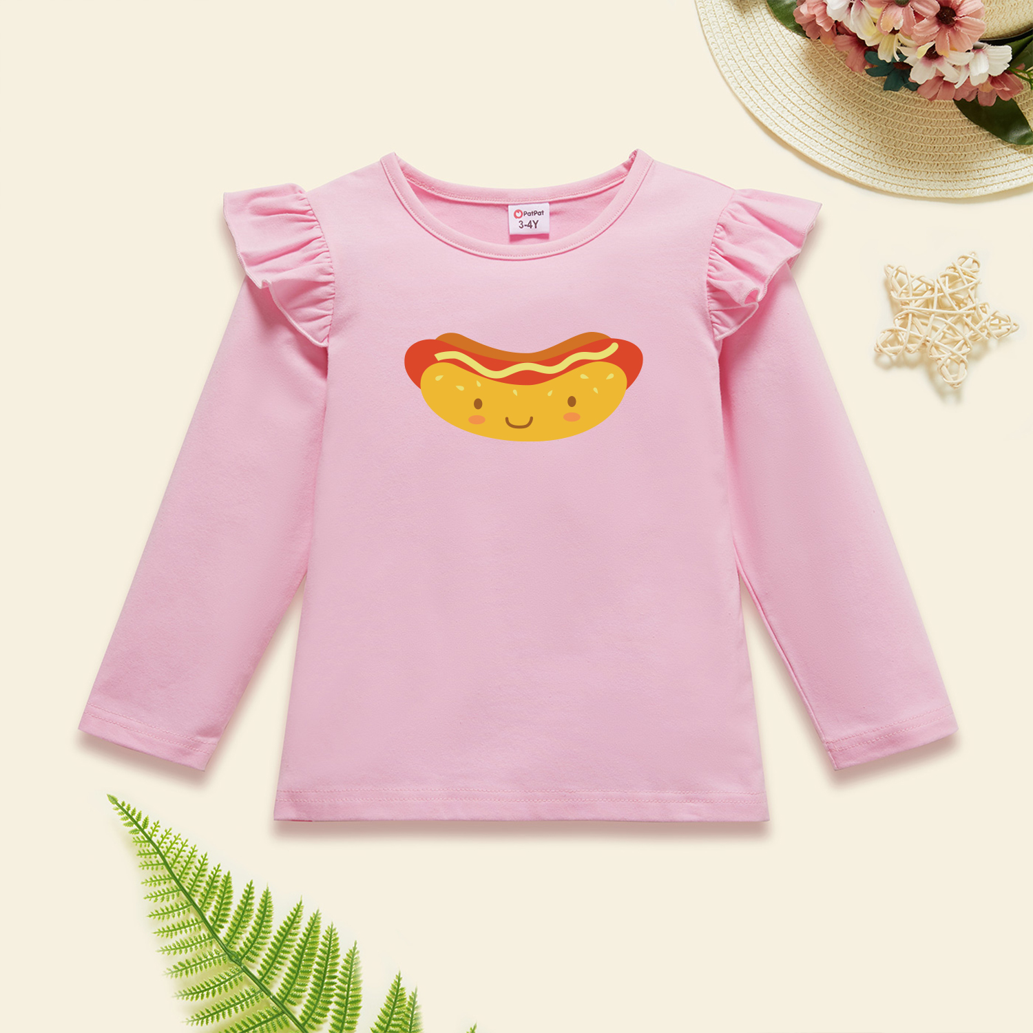 

Toddler Graphic Flutter-sleeve Light pink Long-sleeve Tee
