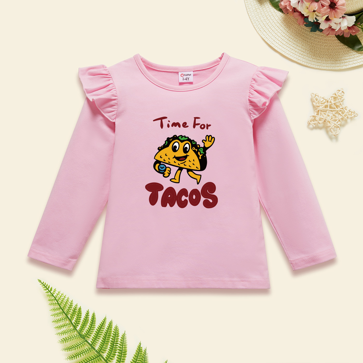 

Toddler Graphic Flutter-sleeve Light pink Long-sleeve Tee