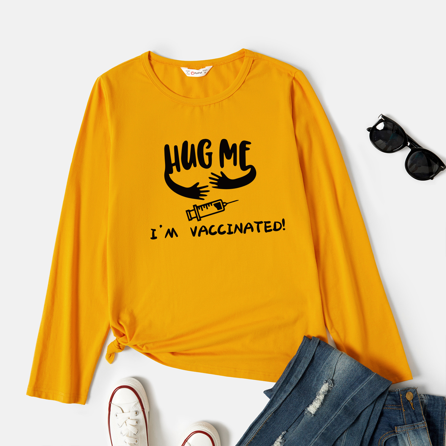 

Graphic Ginger Long-sleeve Round-collar Tee for Women