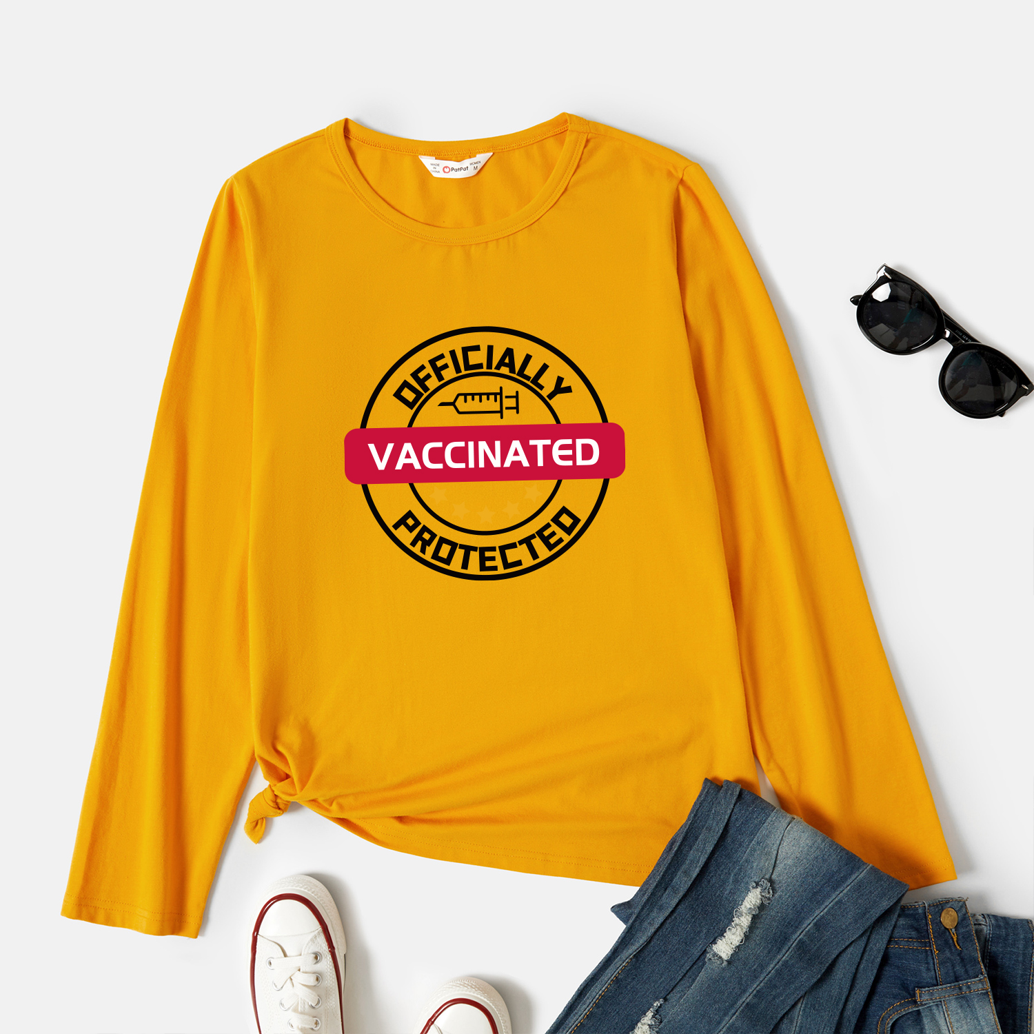 

Graphic Ginger Long-sleeve Round-collar Tee for Women