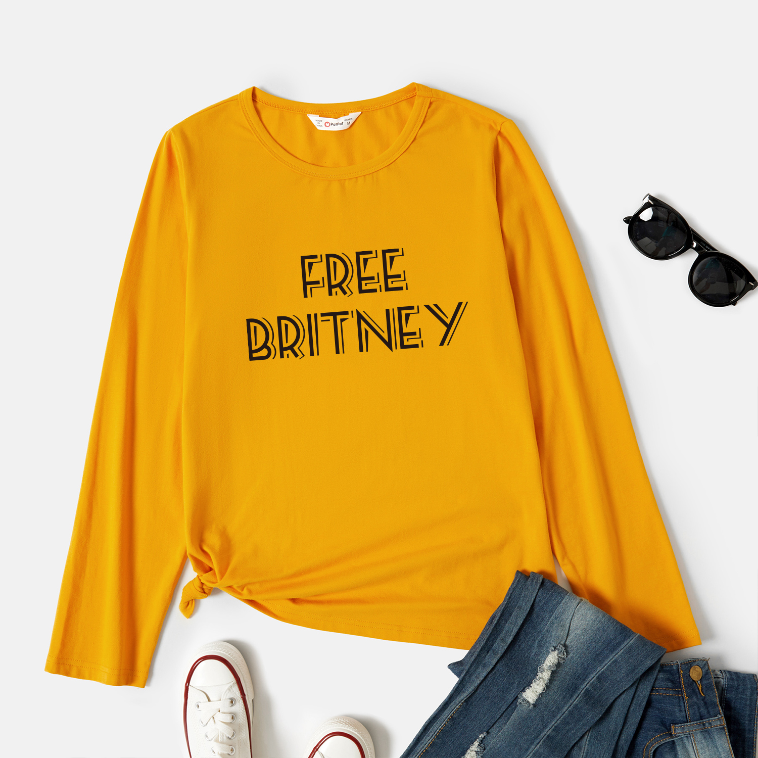 

Graphic Ginger Long-sleeve Round-collar Tee for Women
