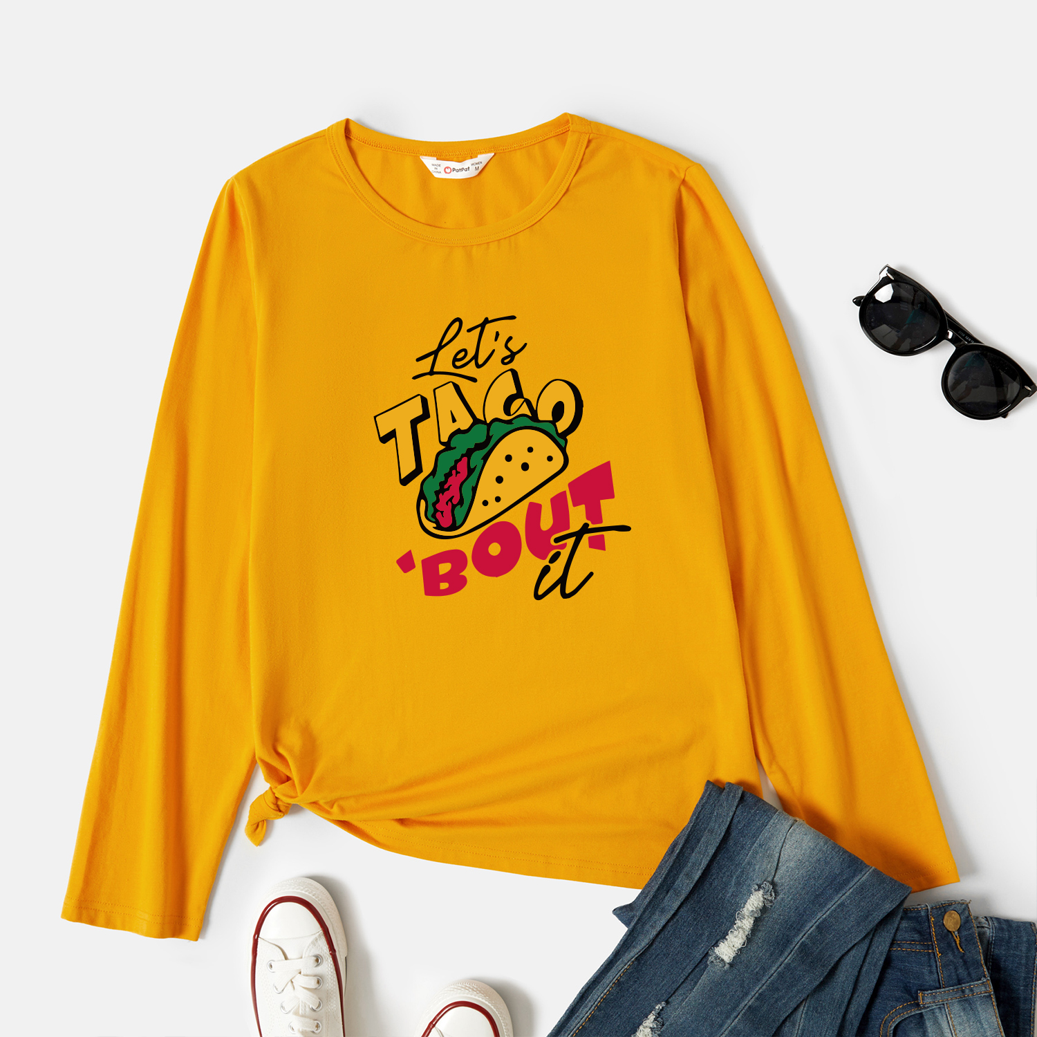 

Graphic Ginger Long-sleeve Round-collar Tee for Women
