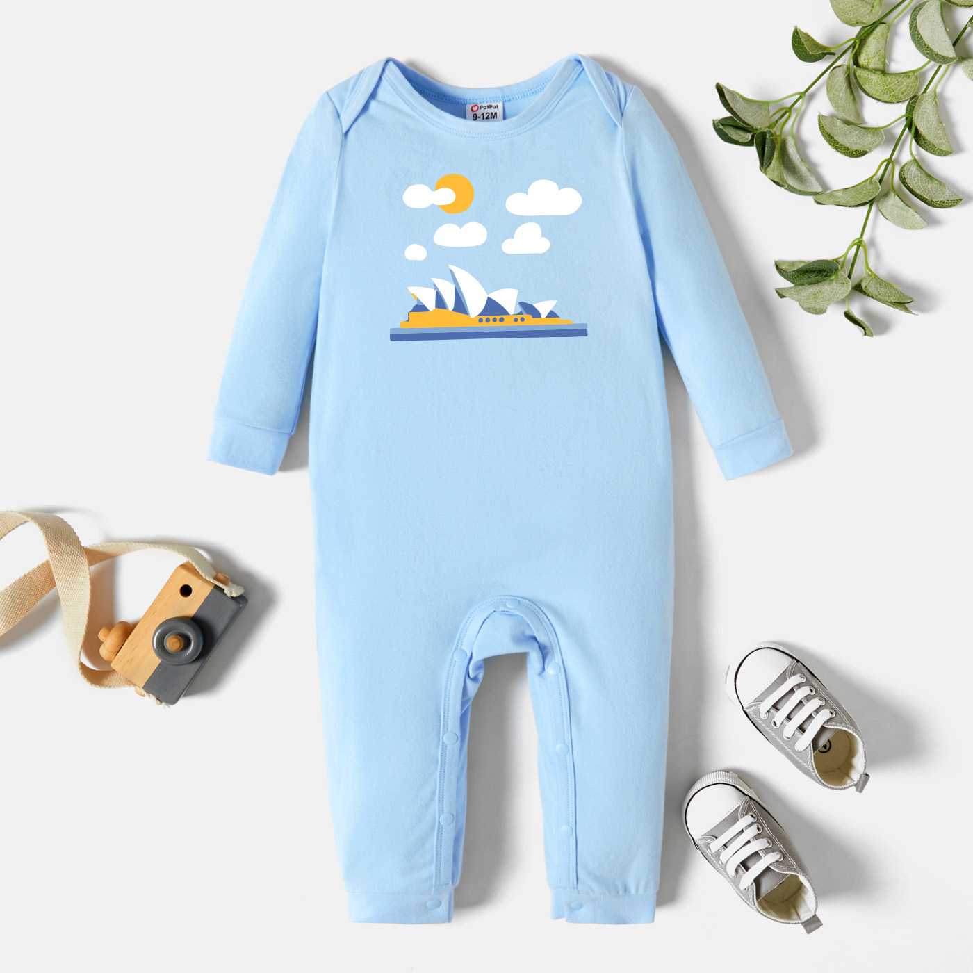 

Baby Graphic Light blue Long-sleeve Jumpsuit
