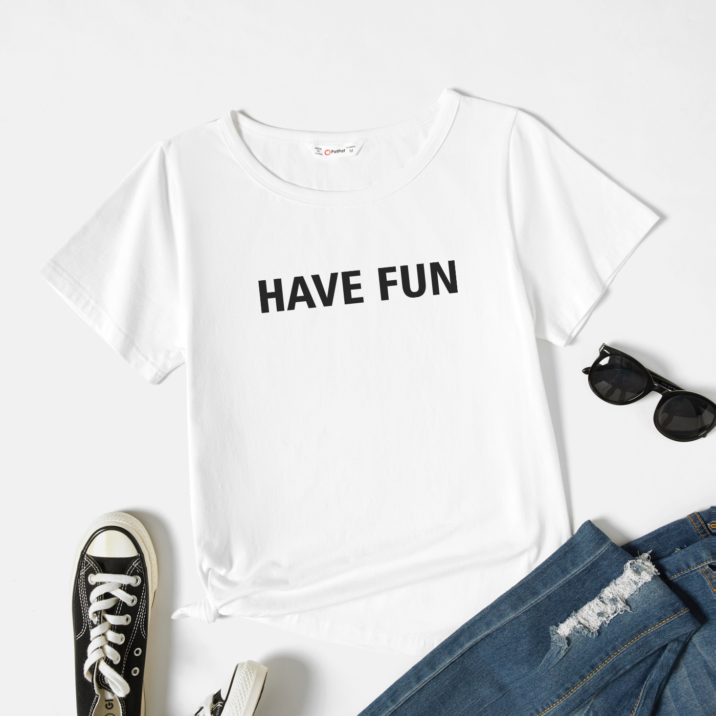 

Graphic White Short-sleeve Round-collar Tee for Women