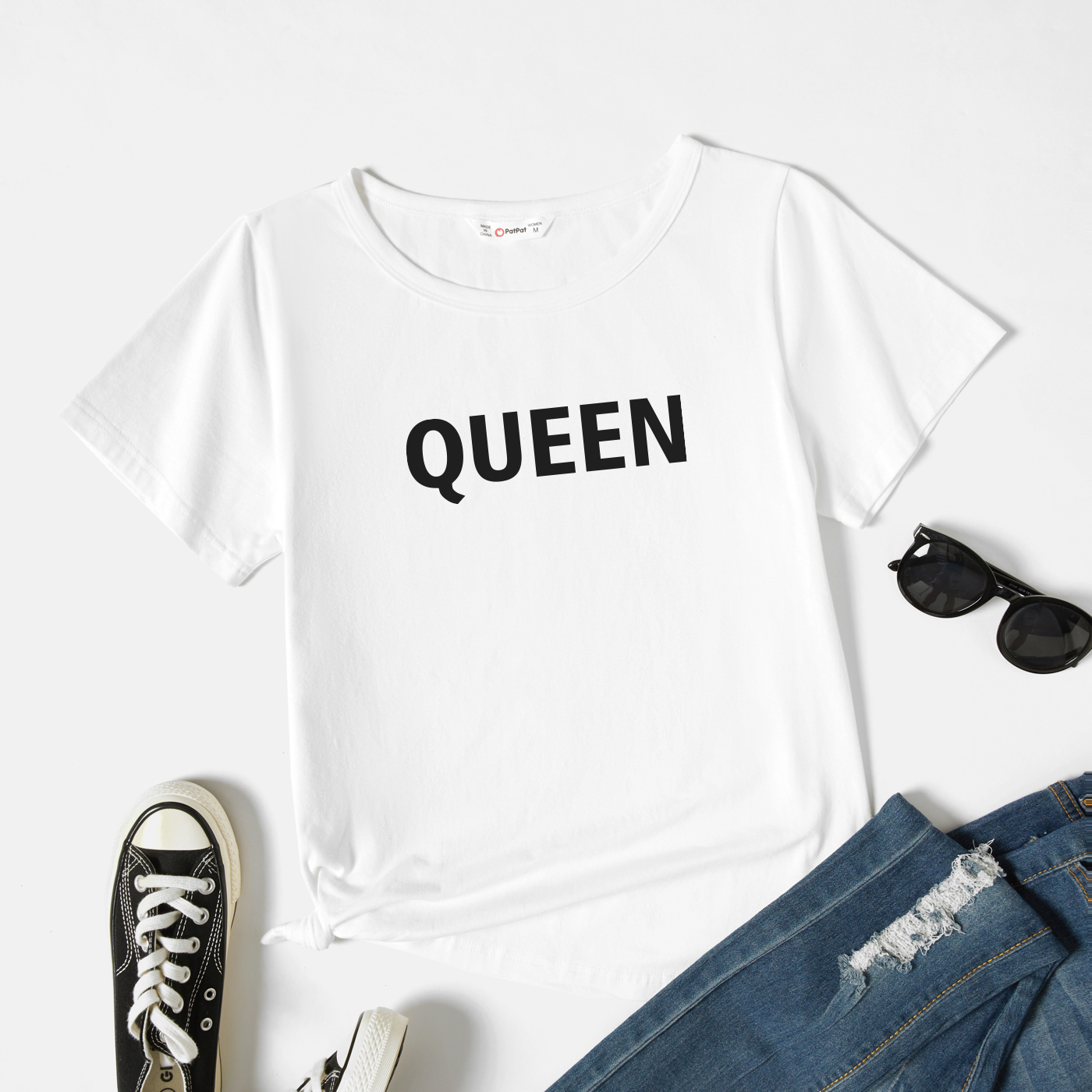 

Graphic White Short-sleeve Round-collar Tee for Women