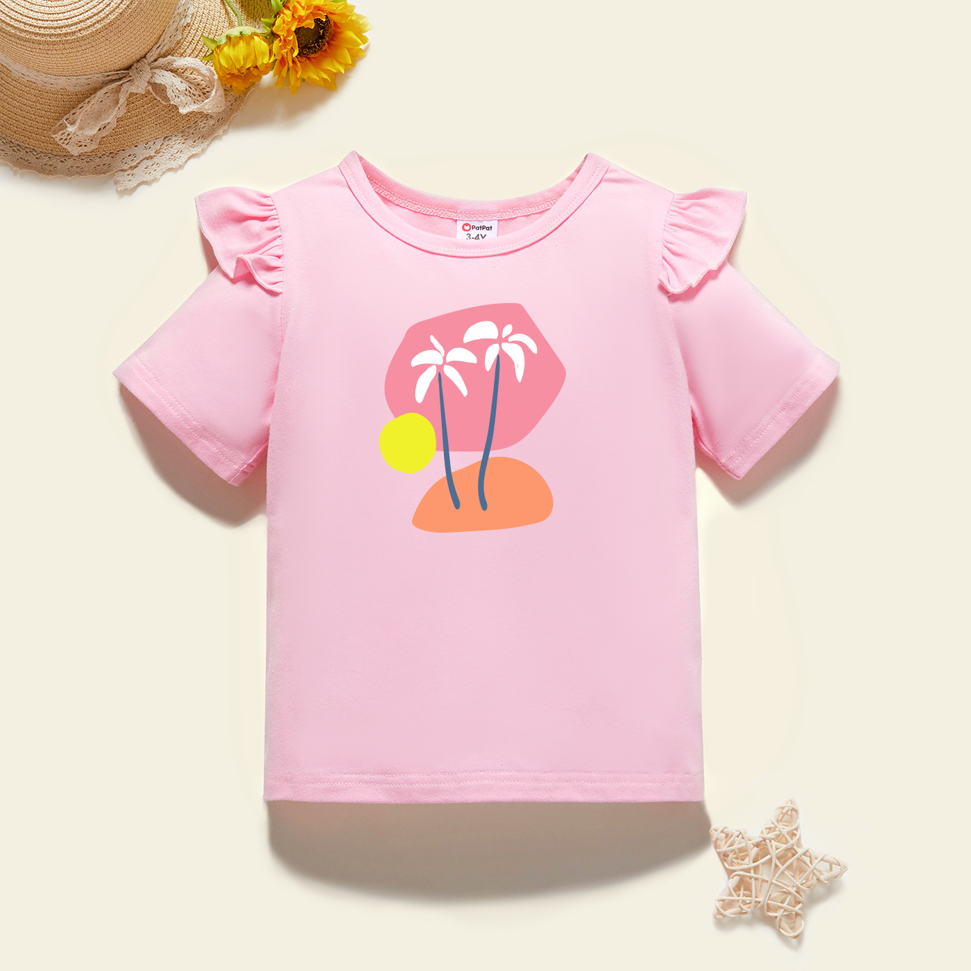 

Toddler Graphic Flutter-sleeve Light pink Short-sleeve Tee