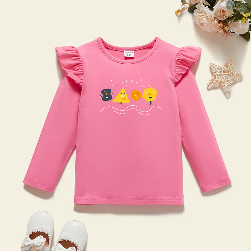 

Toddler Graphic Flutter-sleeve Deep pink Long-sleeve Tee