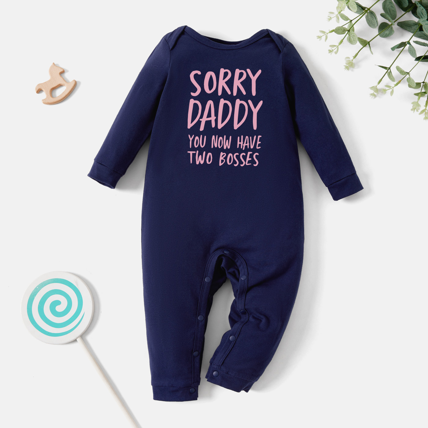 

Baby Graphic Letter Print Long-sleeve Jumpsuit