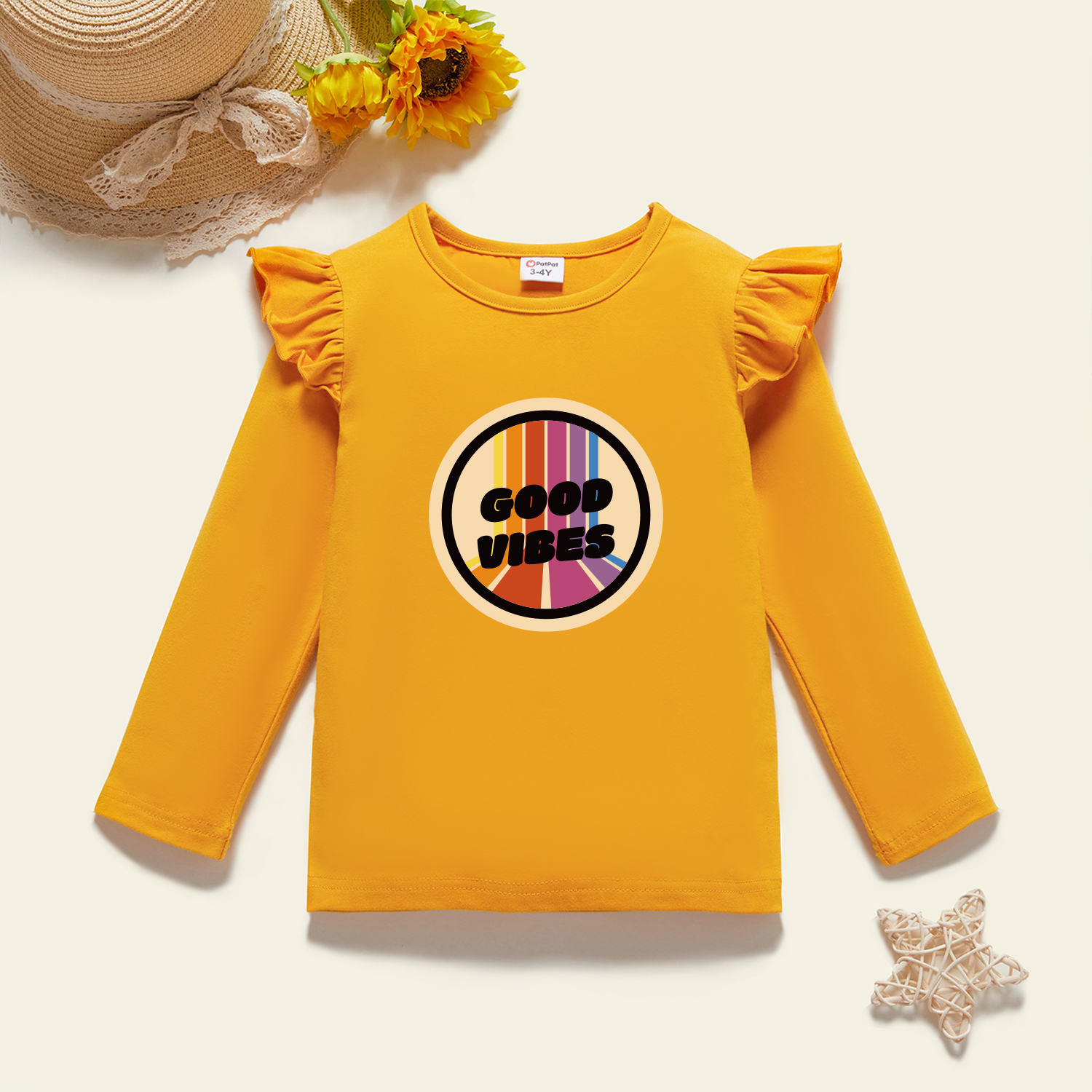 

Toddler Graphic Flutter-sleeve Ginger Long-sleeve Tee