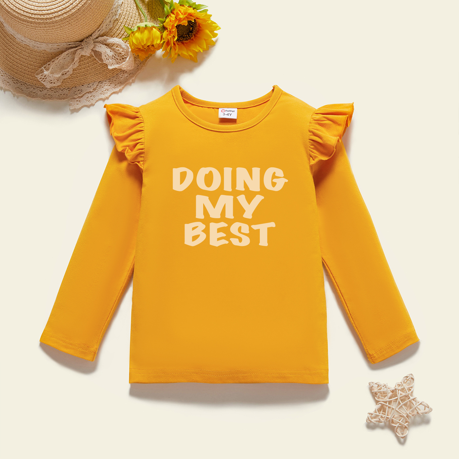 

Toddler Graphic Flutter-sleeve Ginger Long-sleeve Tee