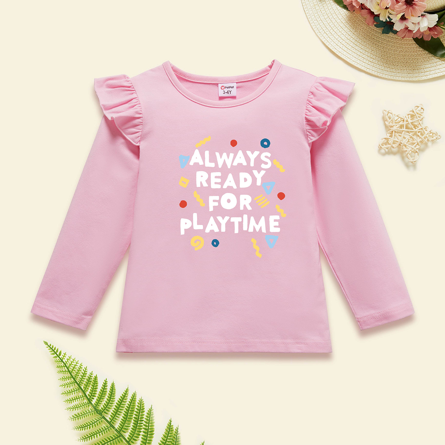 

Toddler Graphic Flutter-sleeve Light pink Long-sleeve Tee