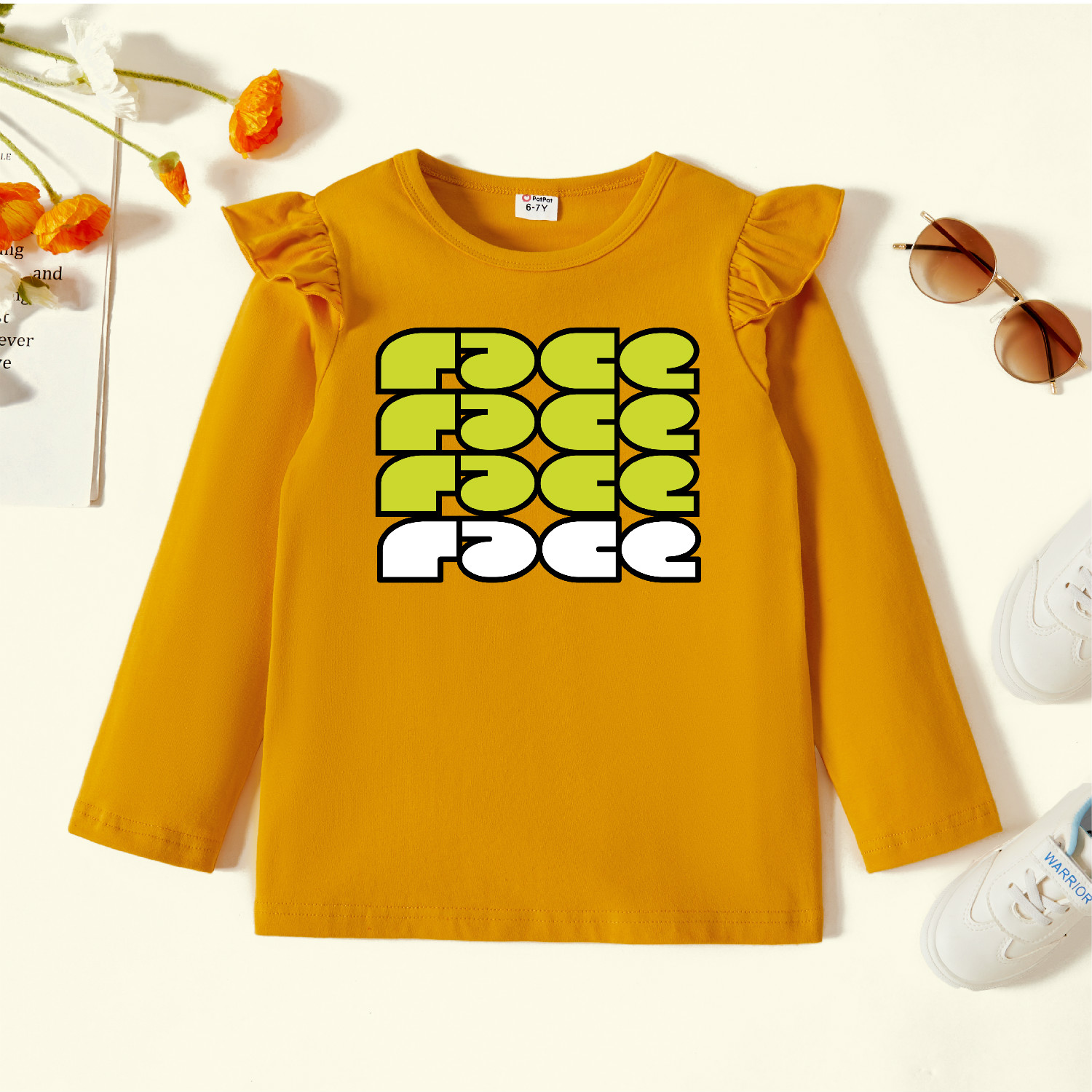 

Kids Graphic Flutter-sleeve Ginger Long-sleeve Tee