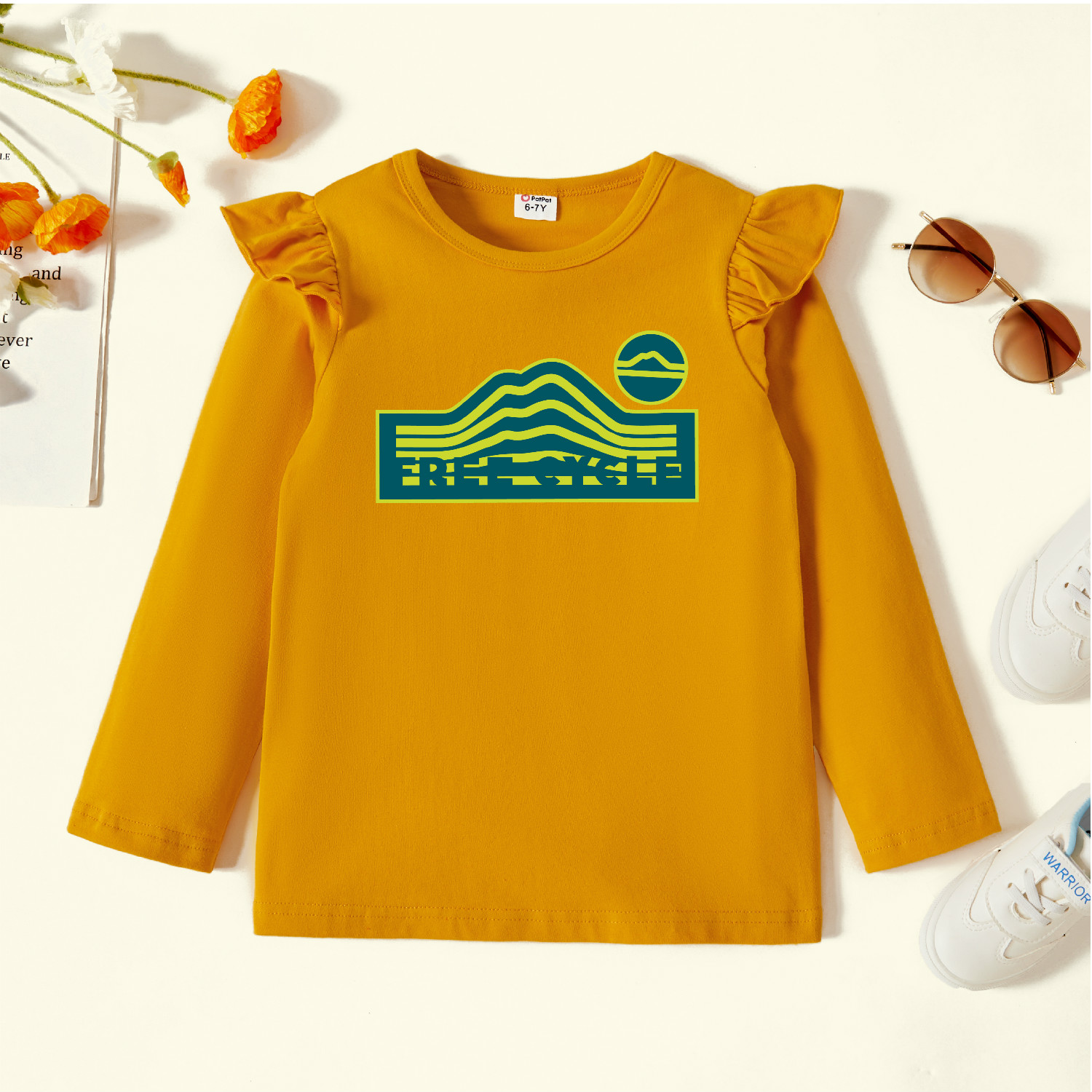 

Kids Graphic Flutter-sleeve Ginger Long-sleeve Tee