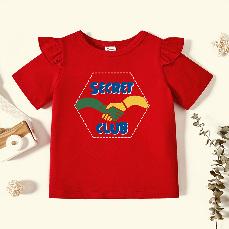 

Toddler Graphic Flutter-sleeve Red Short-sleeve Tee
