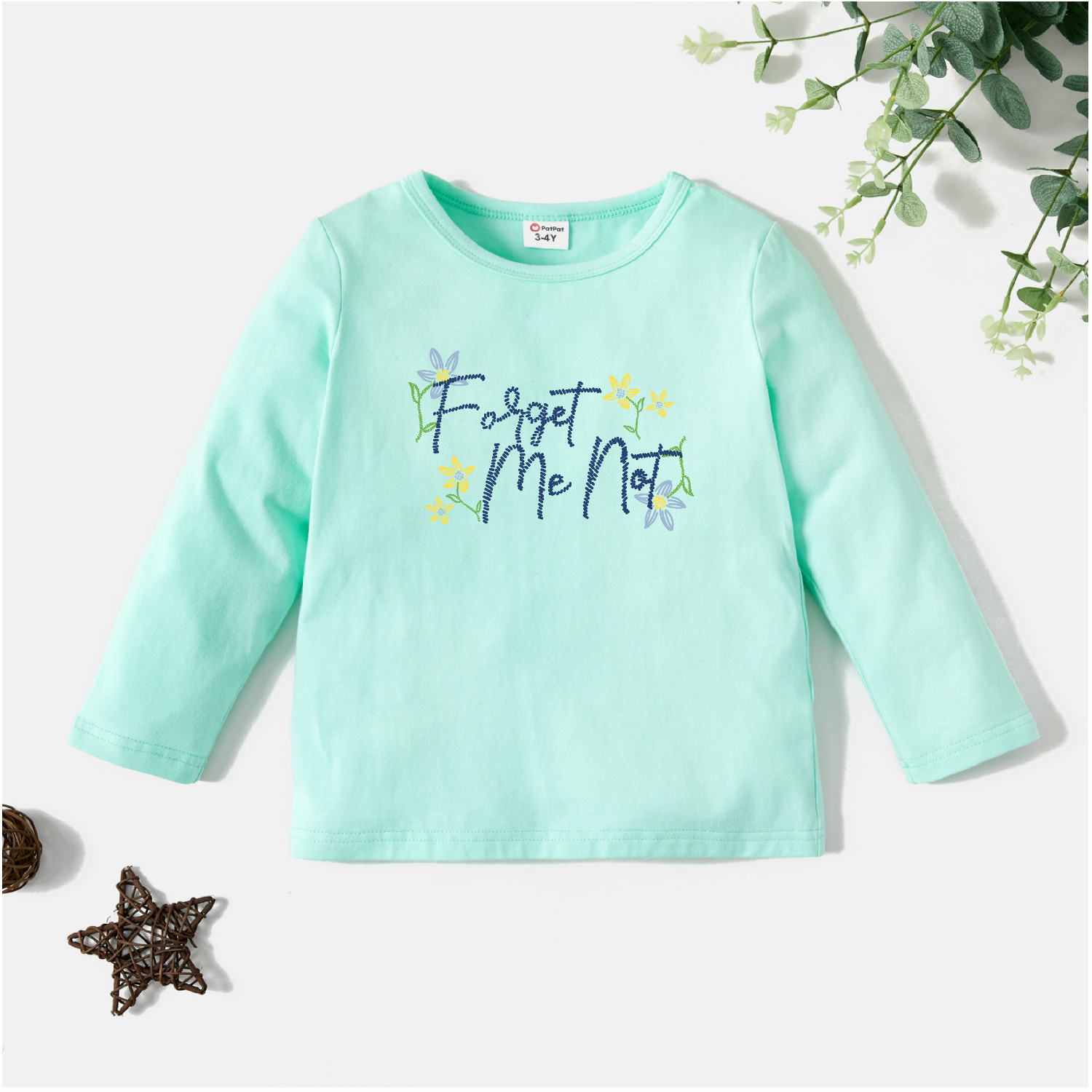 

Toddler Graphic Letter and Floral Print Long-sleeve Tee