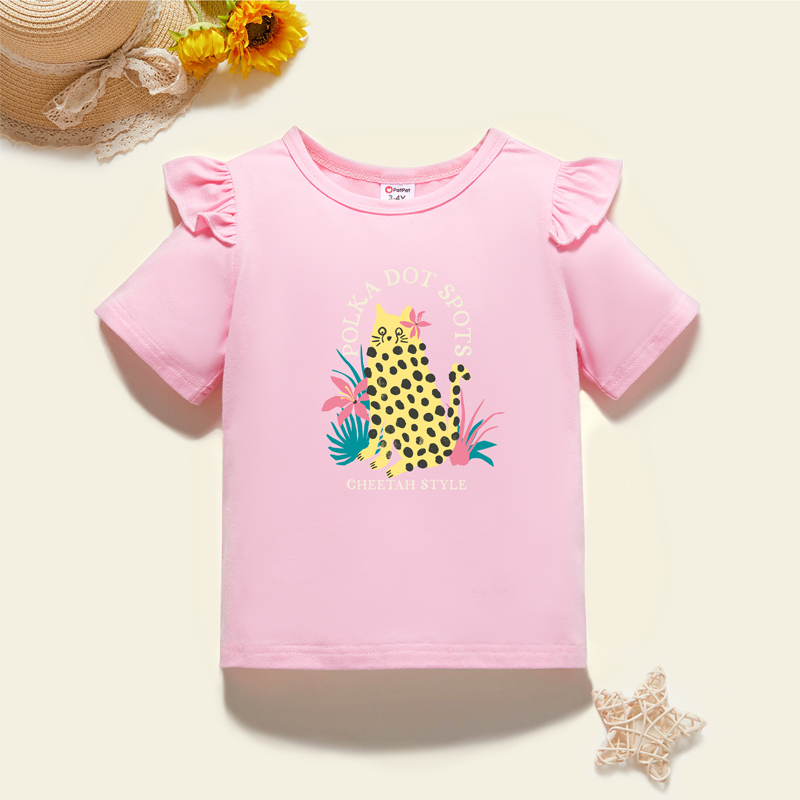 

Toddler Graphic Flutter-sleeve Light pink Short-sleeve Tee