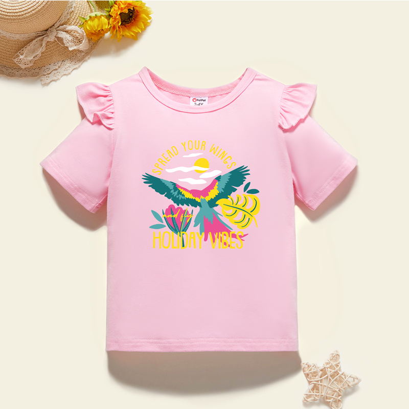 

Toddler Graphic Flutter-sleeve Light pink Short-sleeve Tee