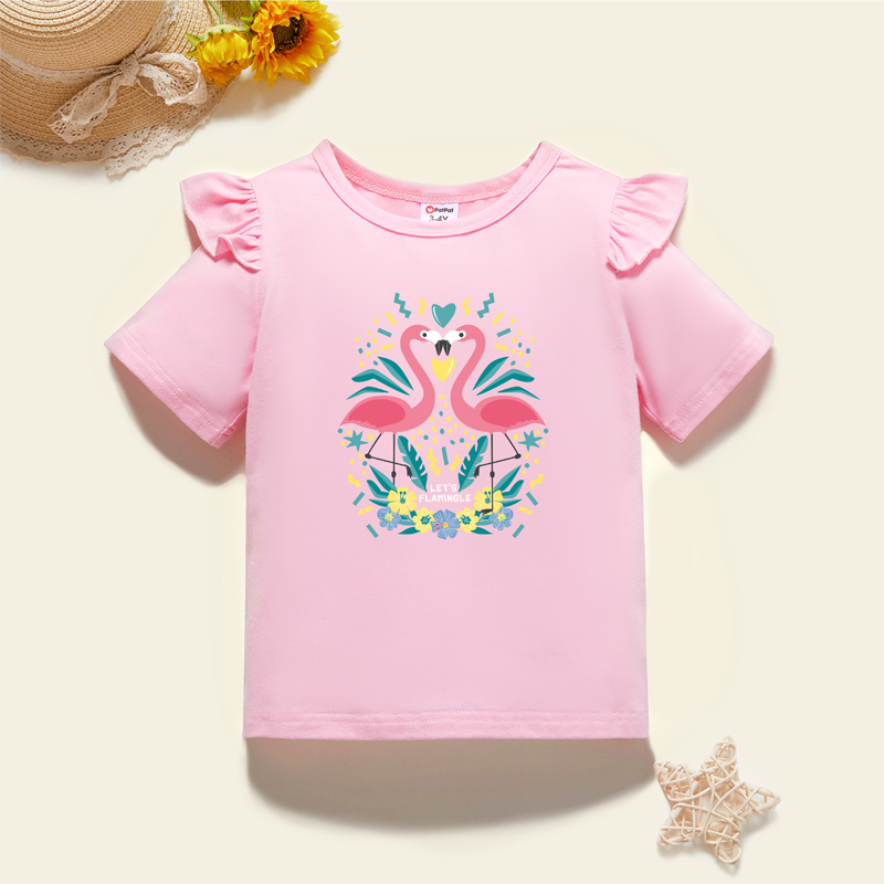 

Toddler Graphic Flutter-sleeve Light pink Short-sleeve Tee