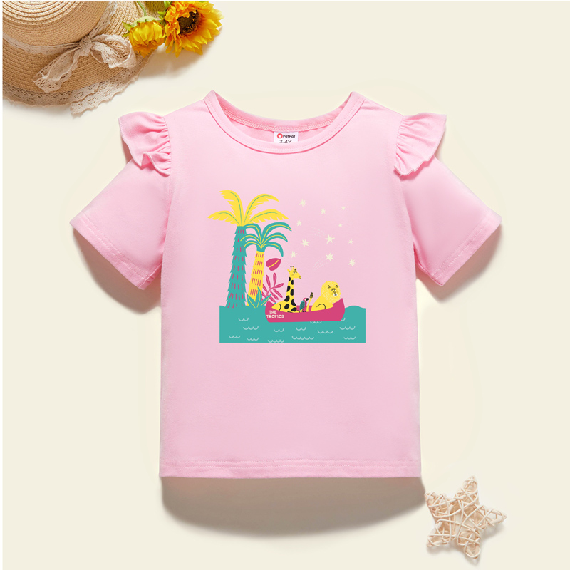 

Toddler Graphic Flutter-sleeve Light pink Short-sleeve Tee
