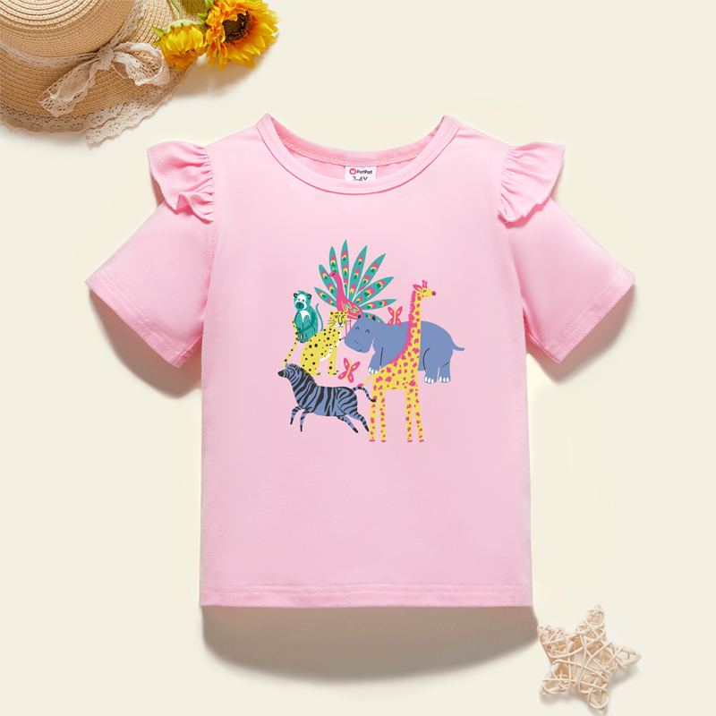 

Toddler Graphic Flutter-sleeve Light pink Short-sleeve Tee