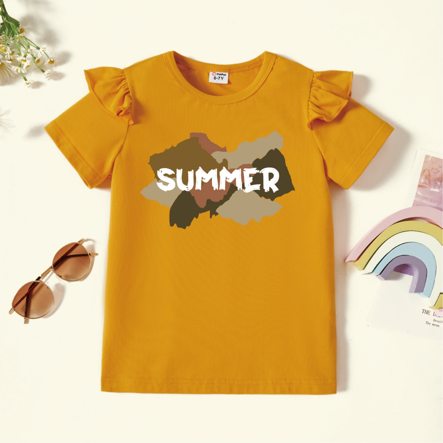 

Kids Graphic Flutter-sleeve Ginger Short-sleeve Tee