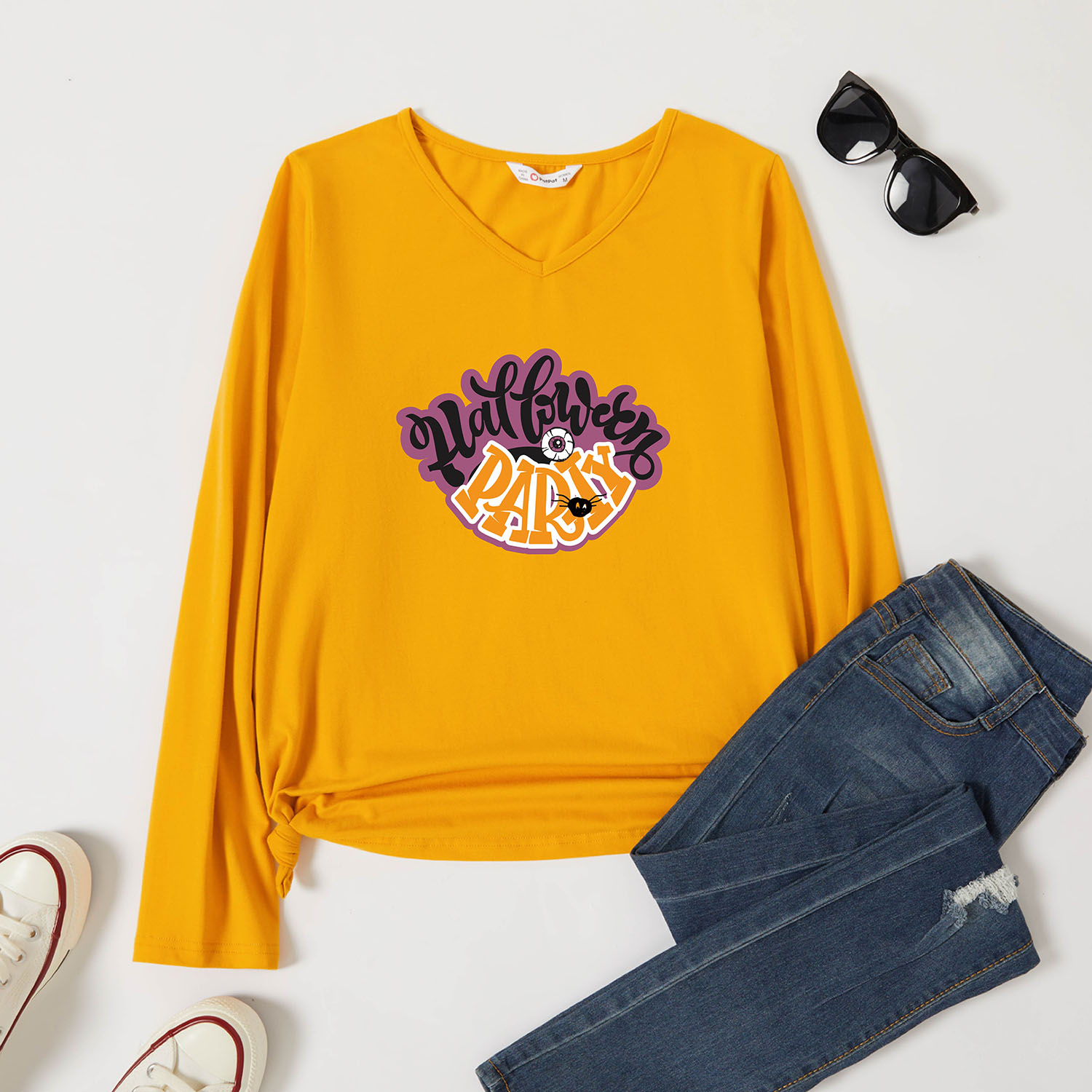 

Graphic Ginger Long-sleeve V Neck Tee for Women