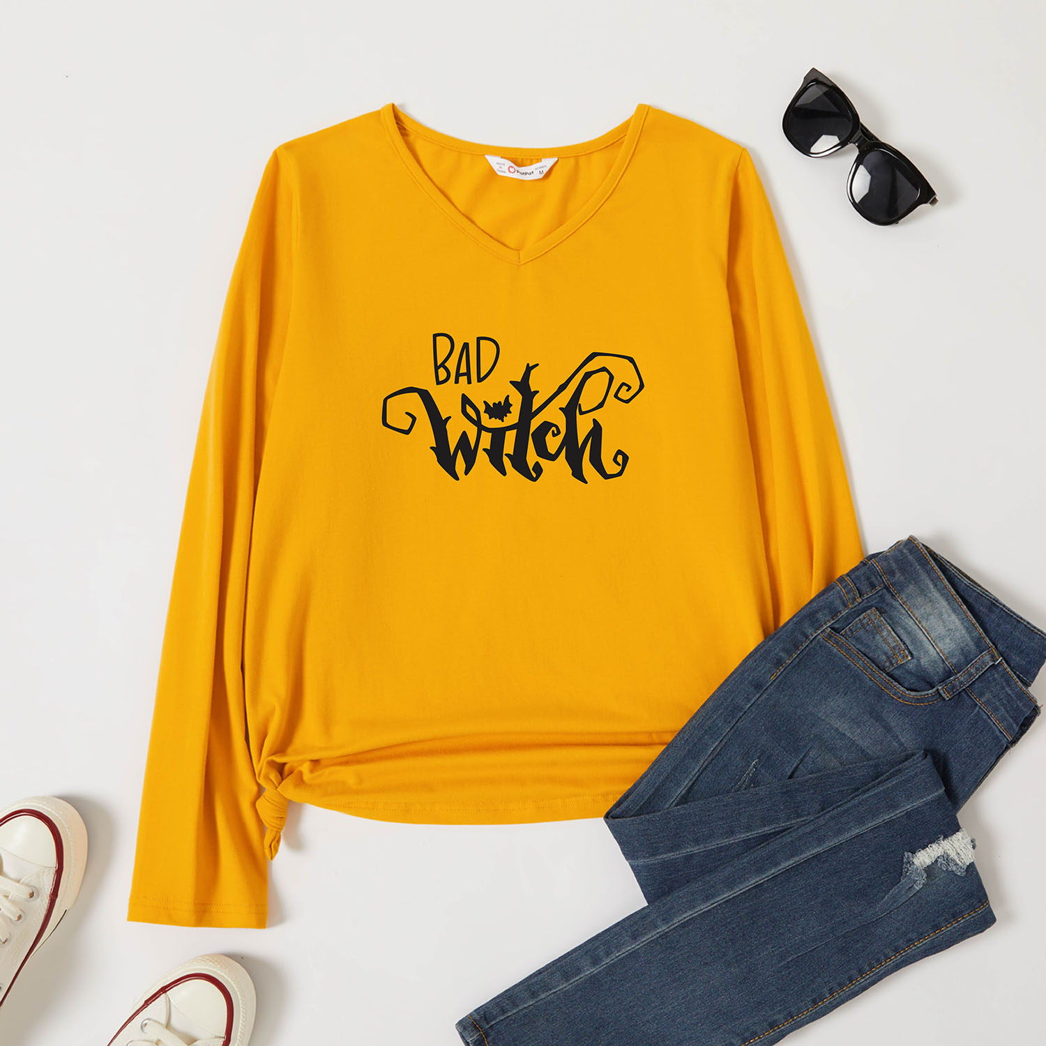 

Graphic Ginger Long-sleeve V Neck Tee for Women