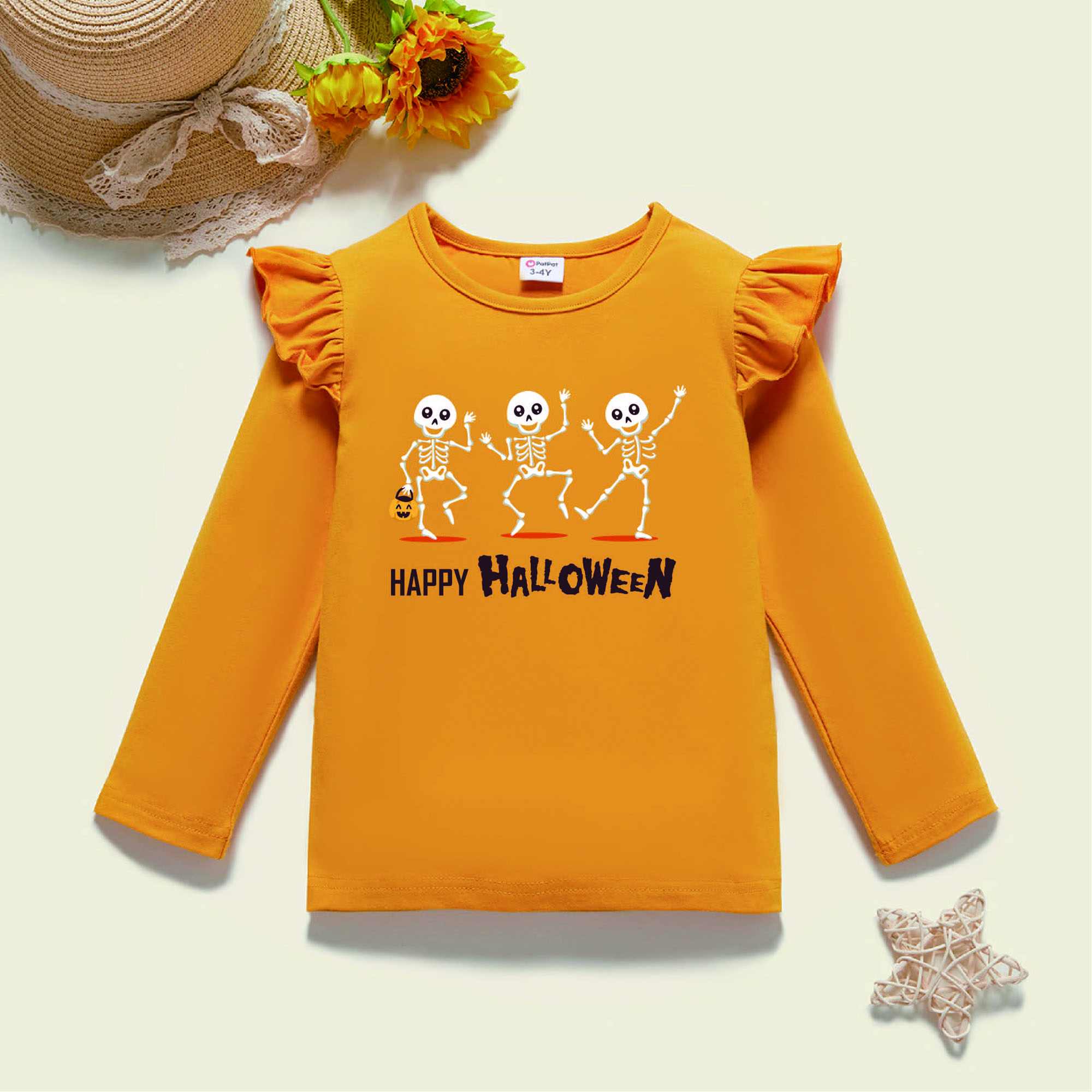 

Toddler Graphic Flutter-sleeve Ginger Long-sleeve Tee