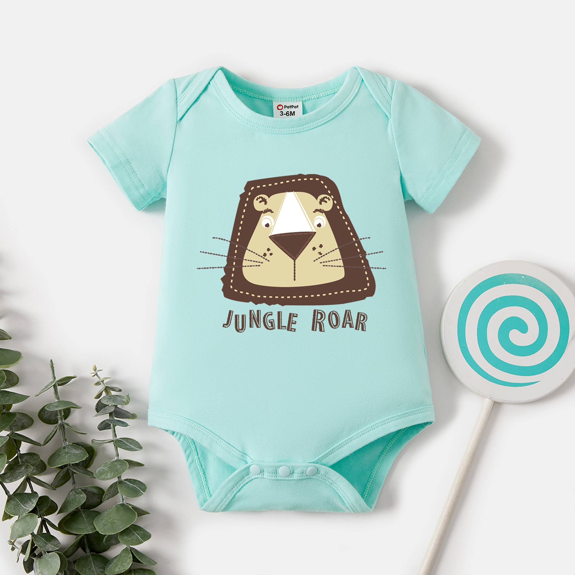 

Baby Graphic Light green Short-sleeve Romper