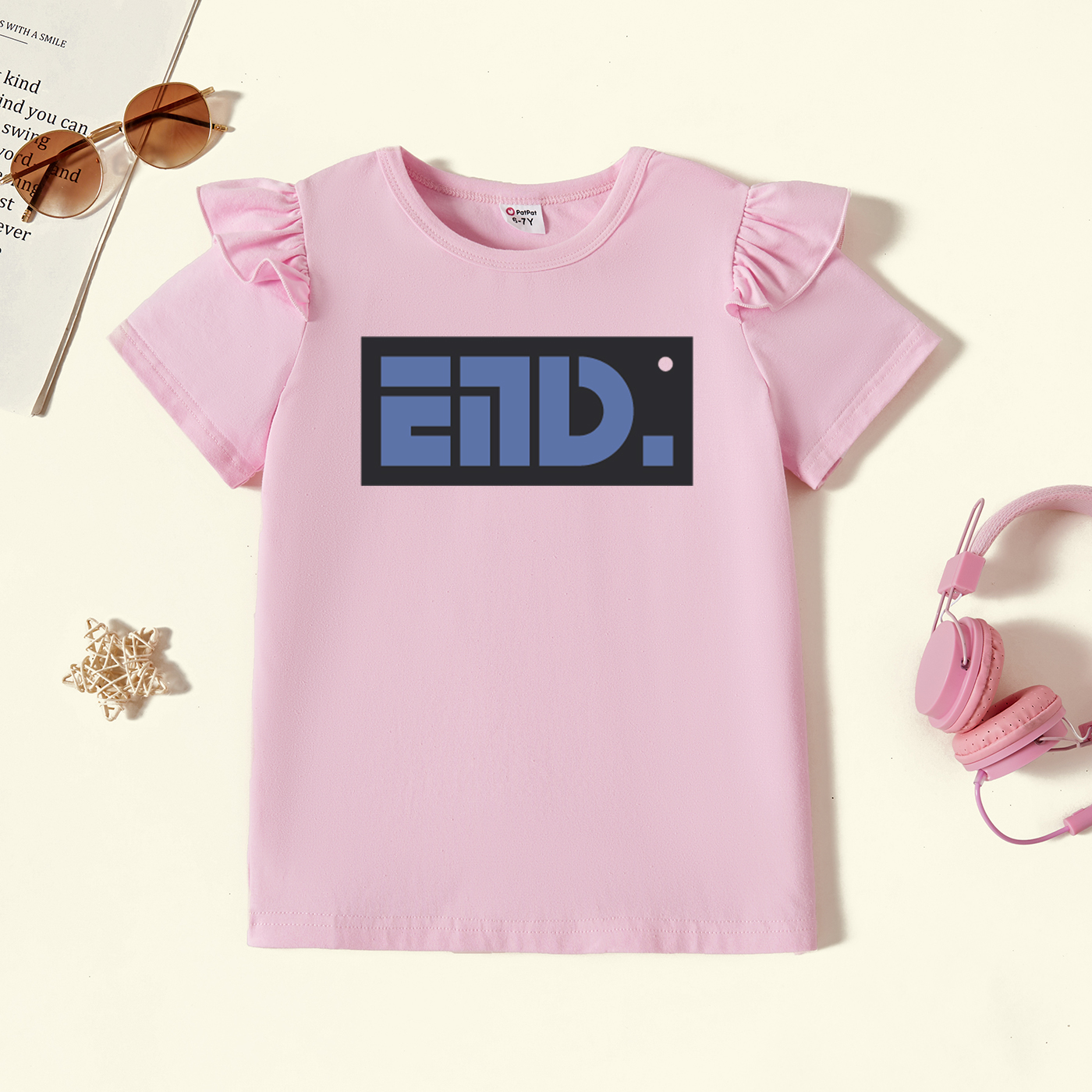 

Kids Graphic Flutter-sleeve Light pink Short-sleeve Tee