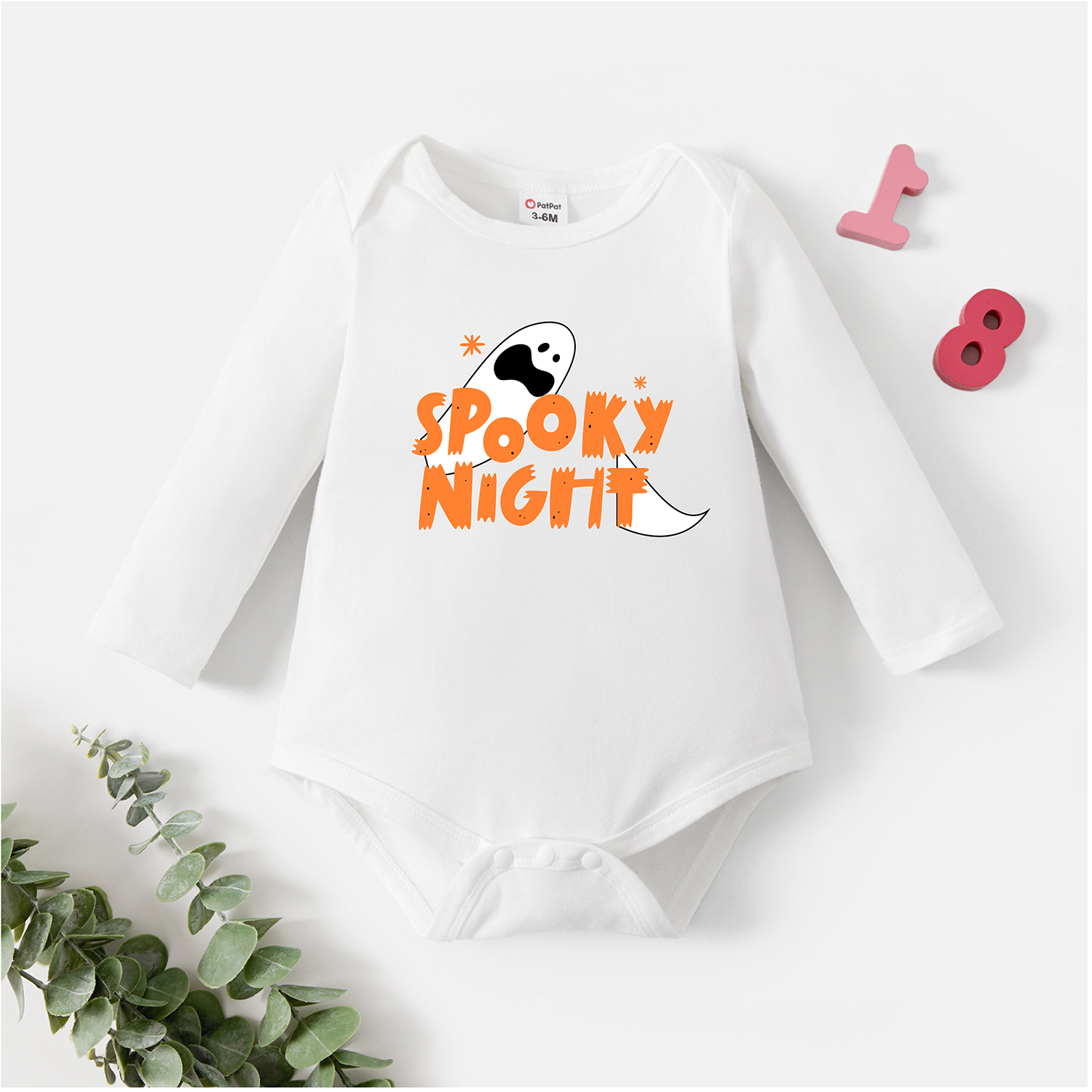 

Baby Graphic White Long-sleeve Romper