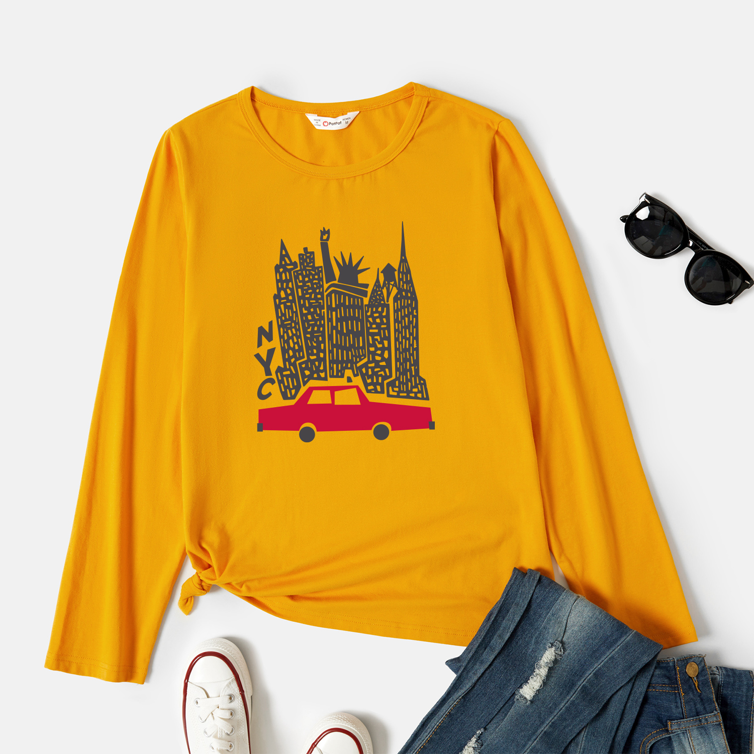 

Graphic Ginger Long-sleeve Round-collar Tee for Women
