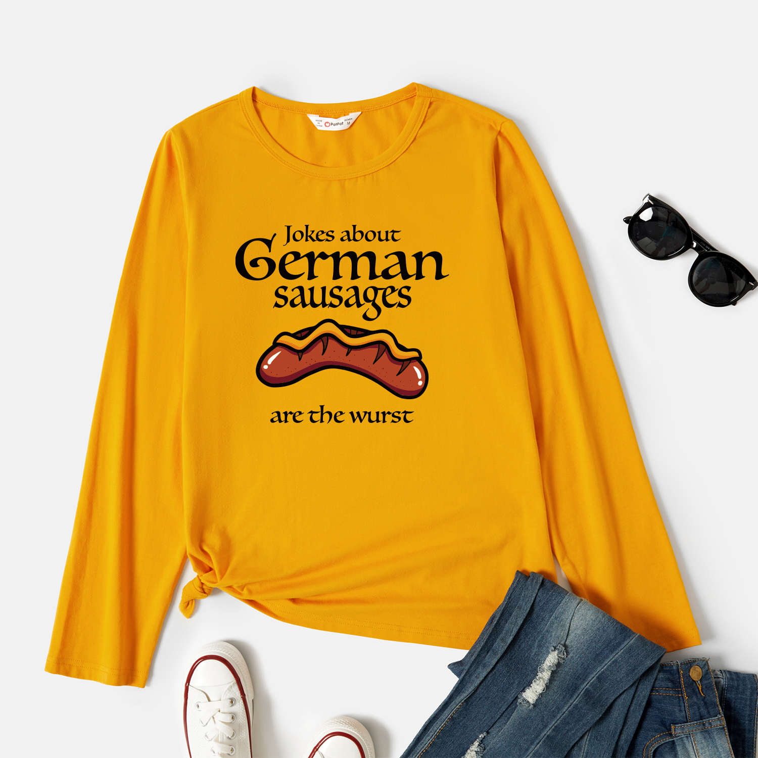 

Graphic Ginger Long-sleeve Round-collar Tee for Women